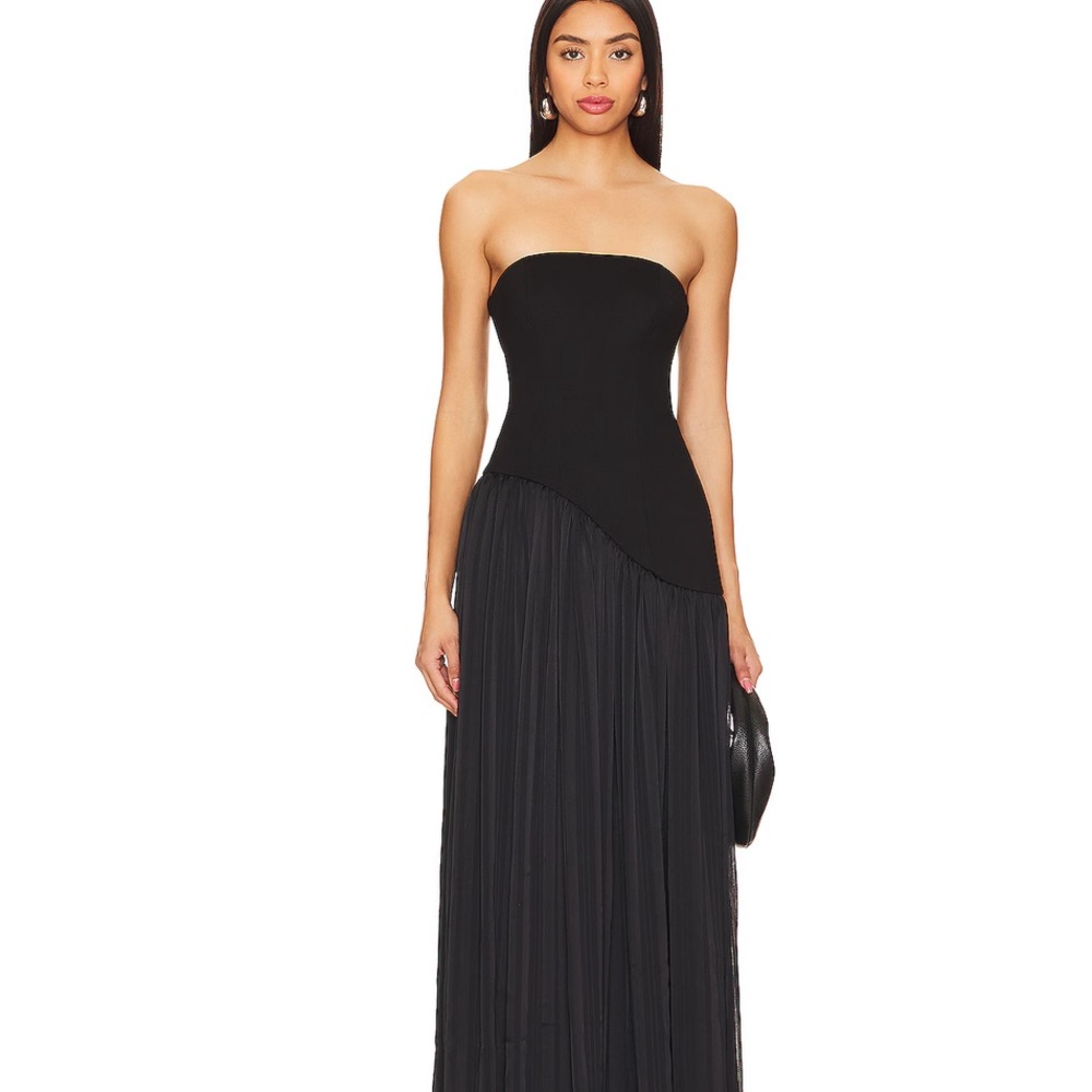 Lovers and Friends Alice Strapless Drop Waist Gown in Black